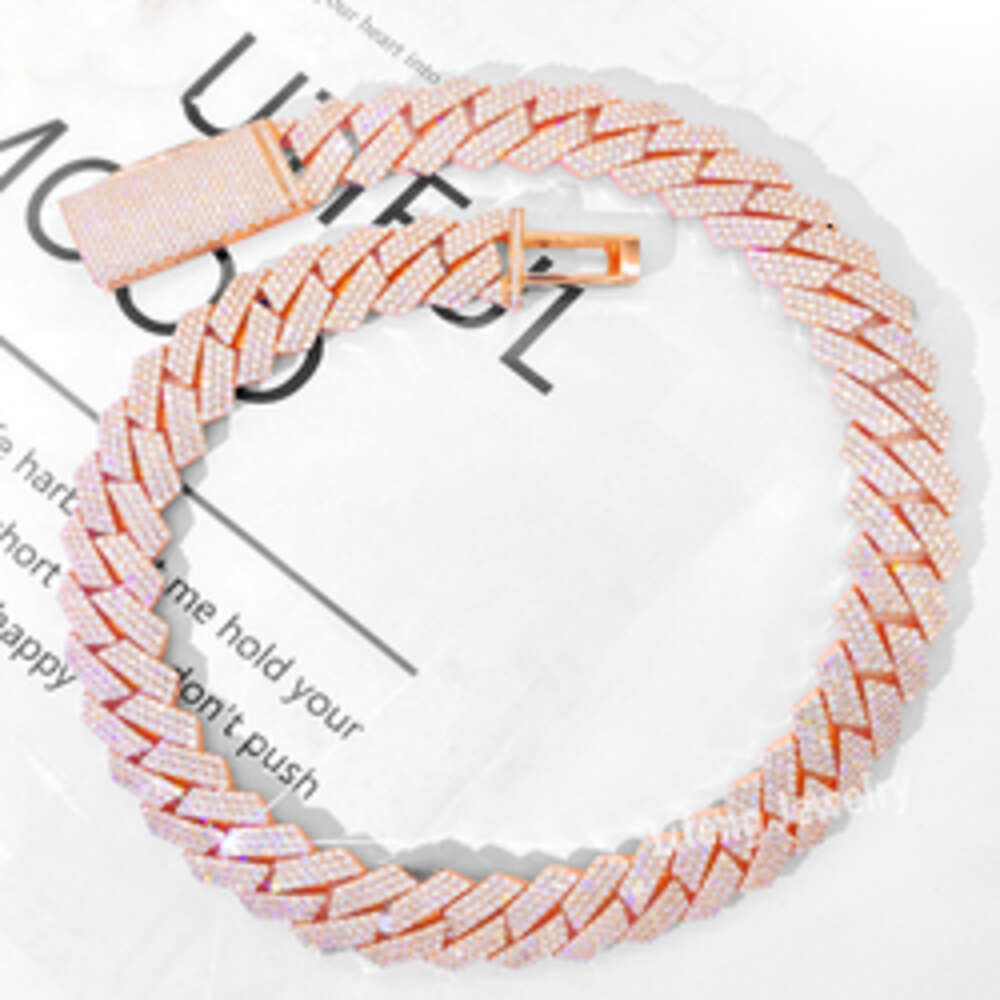 Lifeng Jewelry 18mm 3 Rows Moissanite Cuban Chain Ice Silver Diamond Hiphop Men Cuban Link Chain Necklace