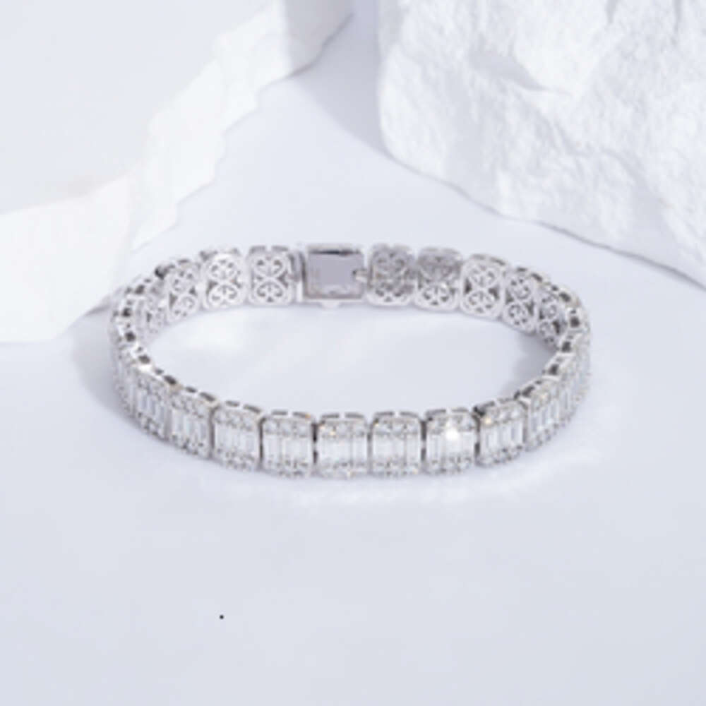 Moissanite Tennis Bracelet New Design Chain with d Color Stone 14k White Gold