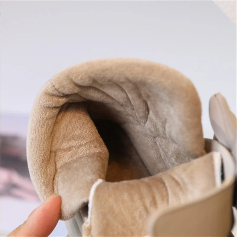 Childrens Snow Boots Winter Leather Bling Rhinestone Kids Shoes Warm Plush Princess Fashion Girls 2236 241127