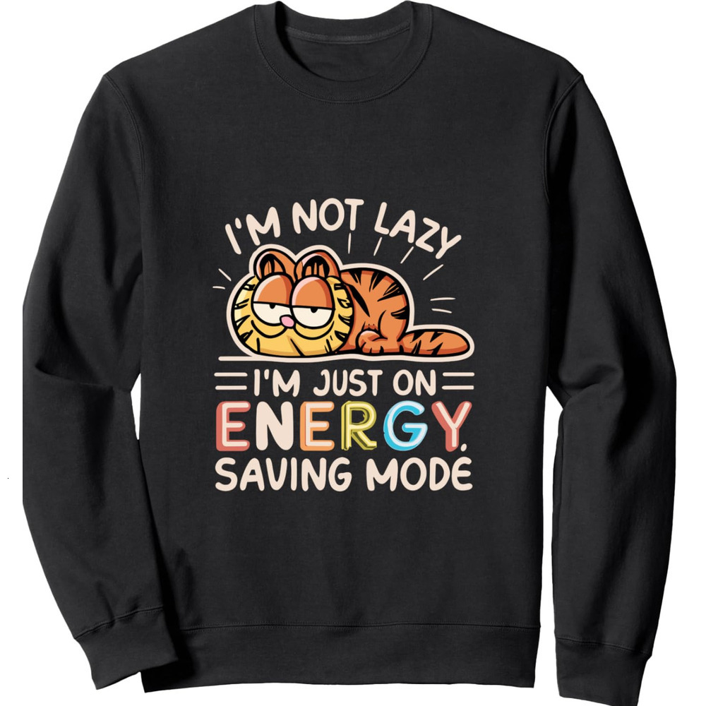 Long Sleeve Shirts for Men sweatshirt Lazy Cat Design Sweatshirt T shirt Tee Streetwear Casual tops clothes Fashionable, cute, and warm