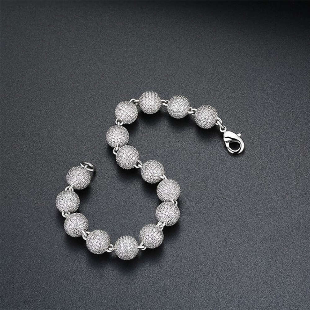 Hip Hop Rapper Fashion Jewelry Bling Sterling Silver 8mm Iced Out Moissanite Ball Chain