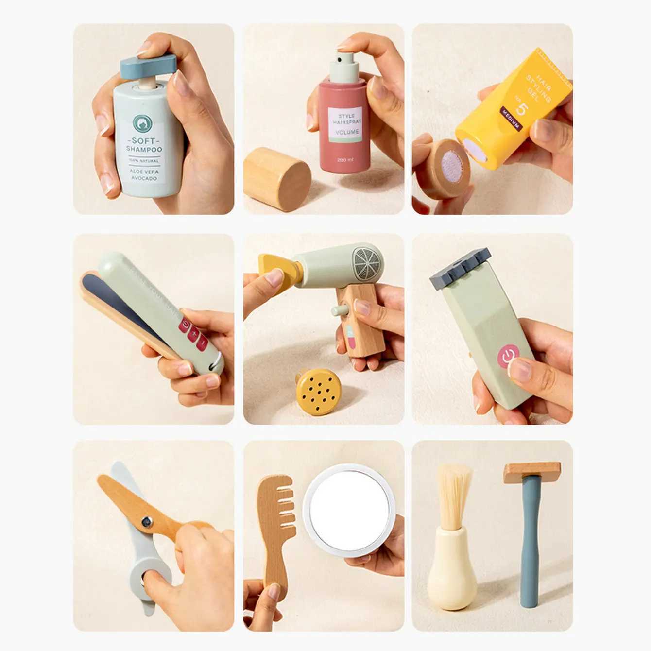 Deluxe wooden childrens pretend to play dressing table makeup toy set suitable for children aged 3 and above girls makeup makeup X241128