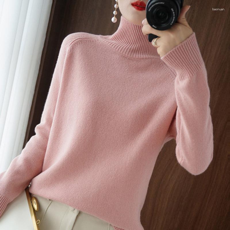 Women's Sweaters Cashmere Turtleneck Thickeneded Pullover Knitwear Autumn And Winter Style Loose Knitted Pure Color Inner Layering Shirt