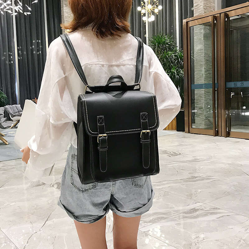 Vintage Female Pu Leather Women's Backpack Fashion School for Girls High Quality Leisure Shoulder Bag Sac A Dos