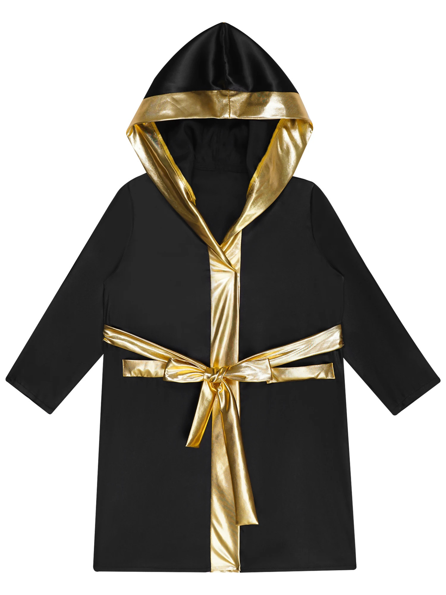 Boys Boxing Robe Boxer cosplay costume long sleeved metal satin hoodie uniform Halloween party taekwondo outfit 241127