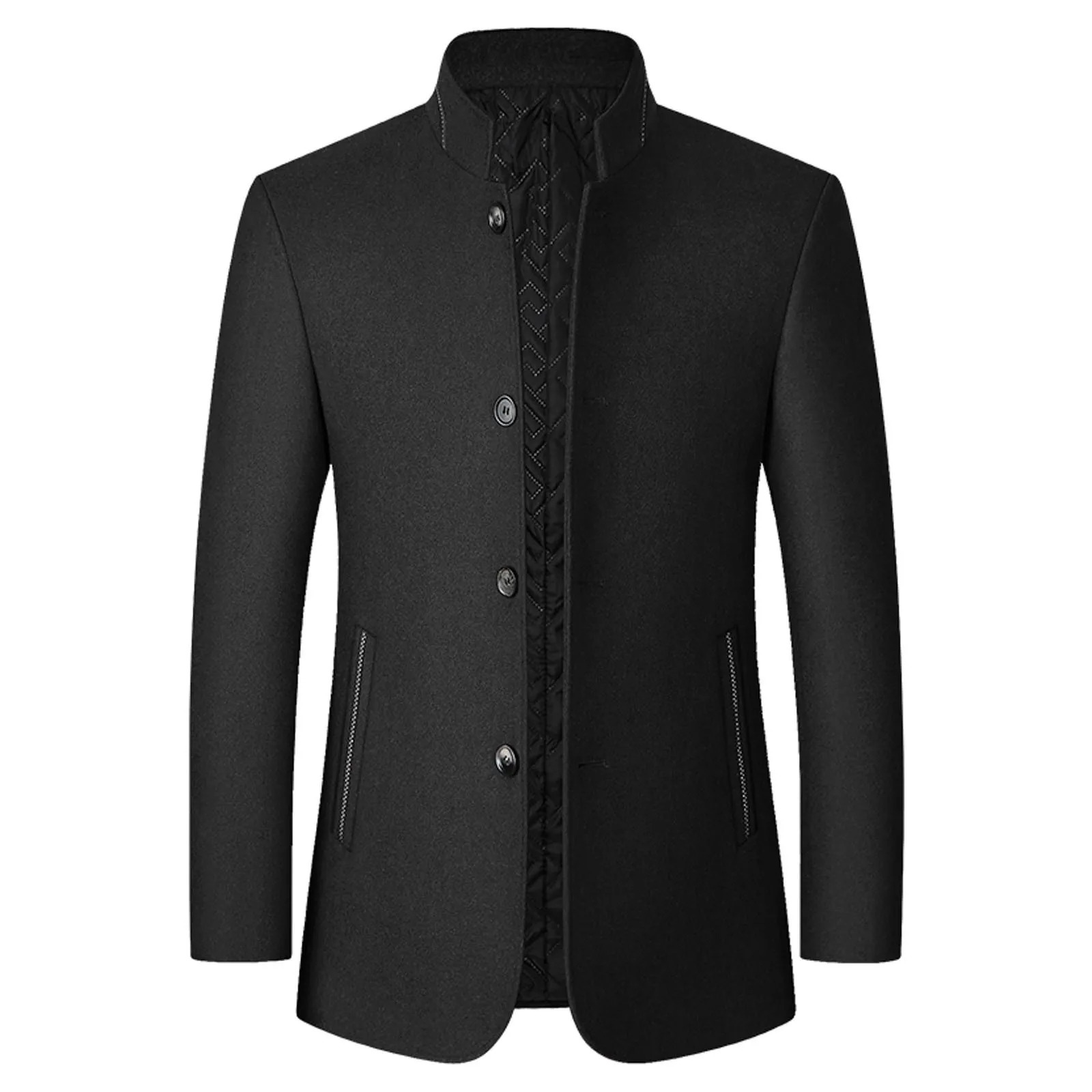 Men Cashmere Blazers Suits Jackets Standup Collar Business Casual Coats Male Slim Fit 241126