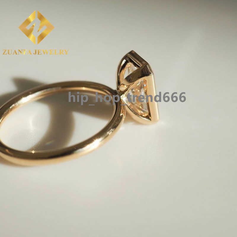 jewelry Custom crushed ice 14K Solid Gold Lab Grown Diamond Wedding Rings Lab diamonds rings Radiant Cutting Bezel Ring