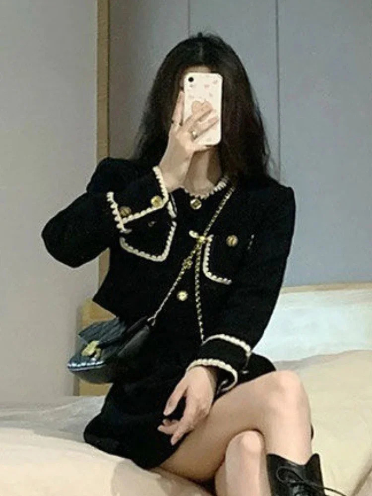 Traf Women Vestidos Coquette Skirt Sets Pocket Long Sleeve Crop Jackets High Waist Mini Skirts Outfits Suit Female Clothing 240423