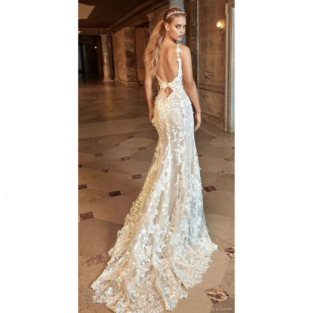 Sexy Sheer Gorgeous Mermaid Dresses See Through Backless Bridal Gowns Full Floral Lace Wedding Dress Vestidos De Noiva
