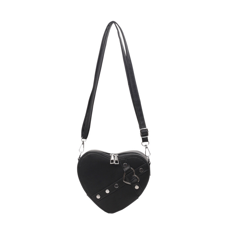 2025 new Women Heart Crossbody Bags PU Leather Simple Satchel Solid Color Adjustable Strap Female Outdoor Bag zhanyishengli
