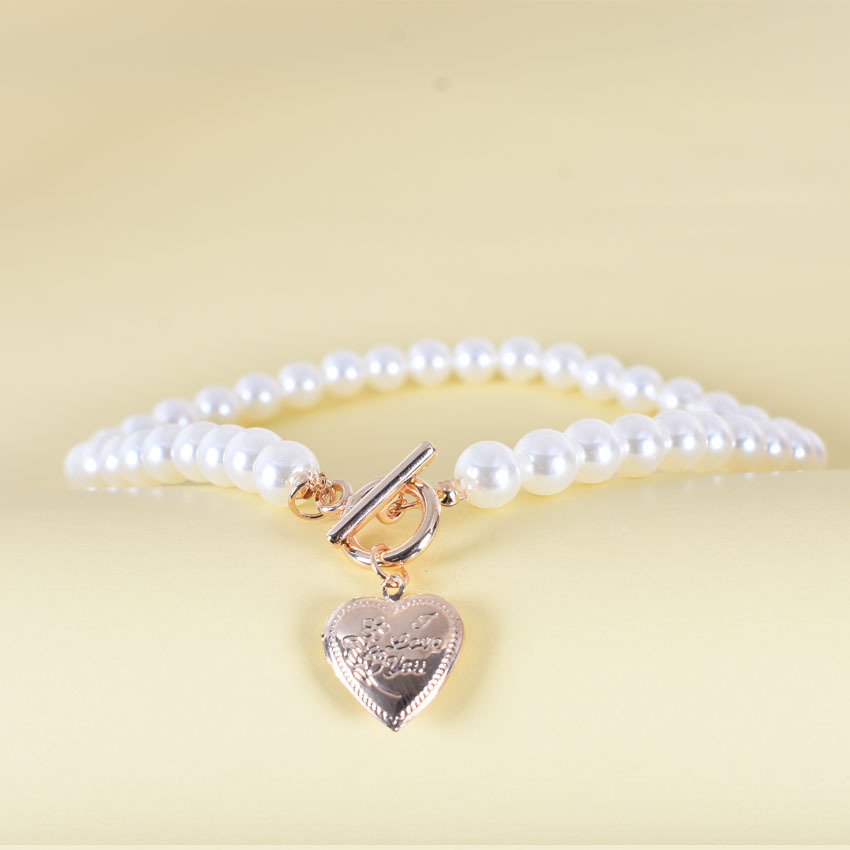 Europe and the United States cross-border jewelry love pearl retro necklace necklace female fashion temperament one word buckle opening collarbone cha