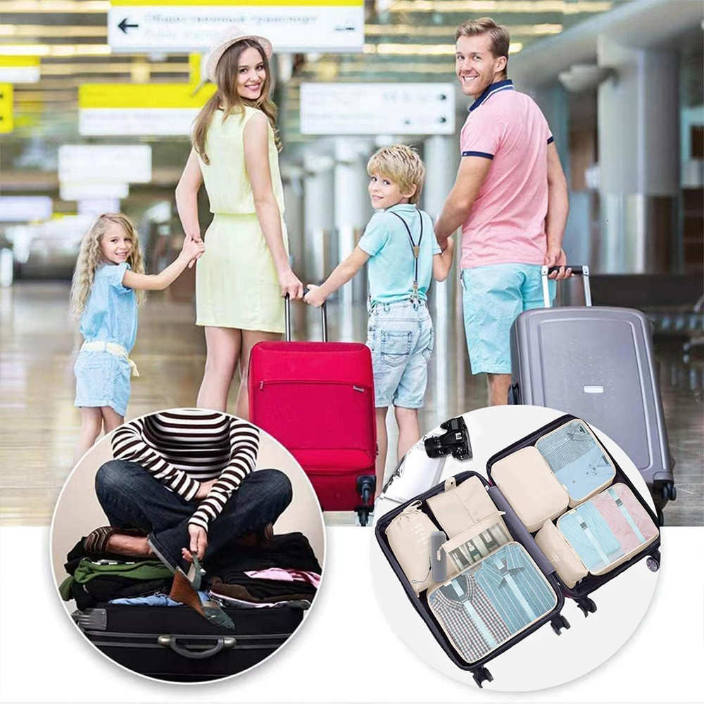8Pcs 2024 Lage Organizers Set Waterproof Suitcase Organizer Travel Essentials Clothes Shoes Cosmetics Storage Bags