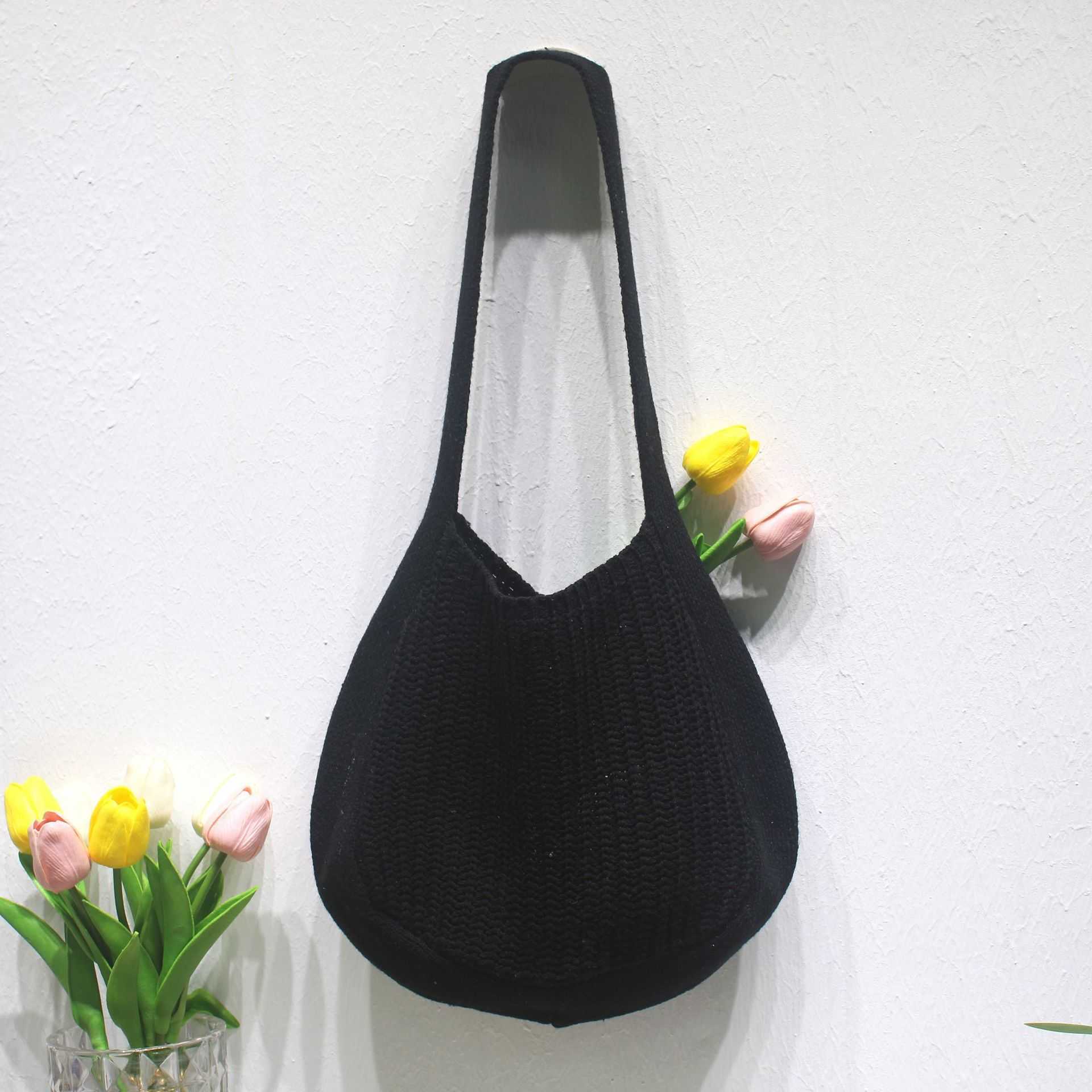 Autumn Large Capacity Commuter Knitted Tote Bag for Women 2024 New Chestnut Single Shoulder Cross Shoulder Big Bag