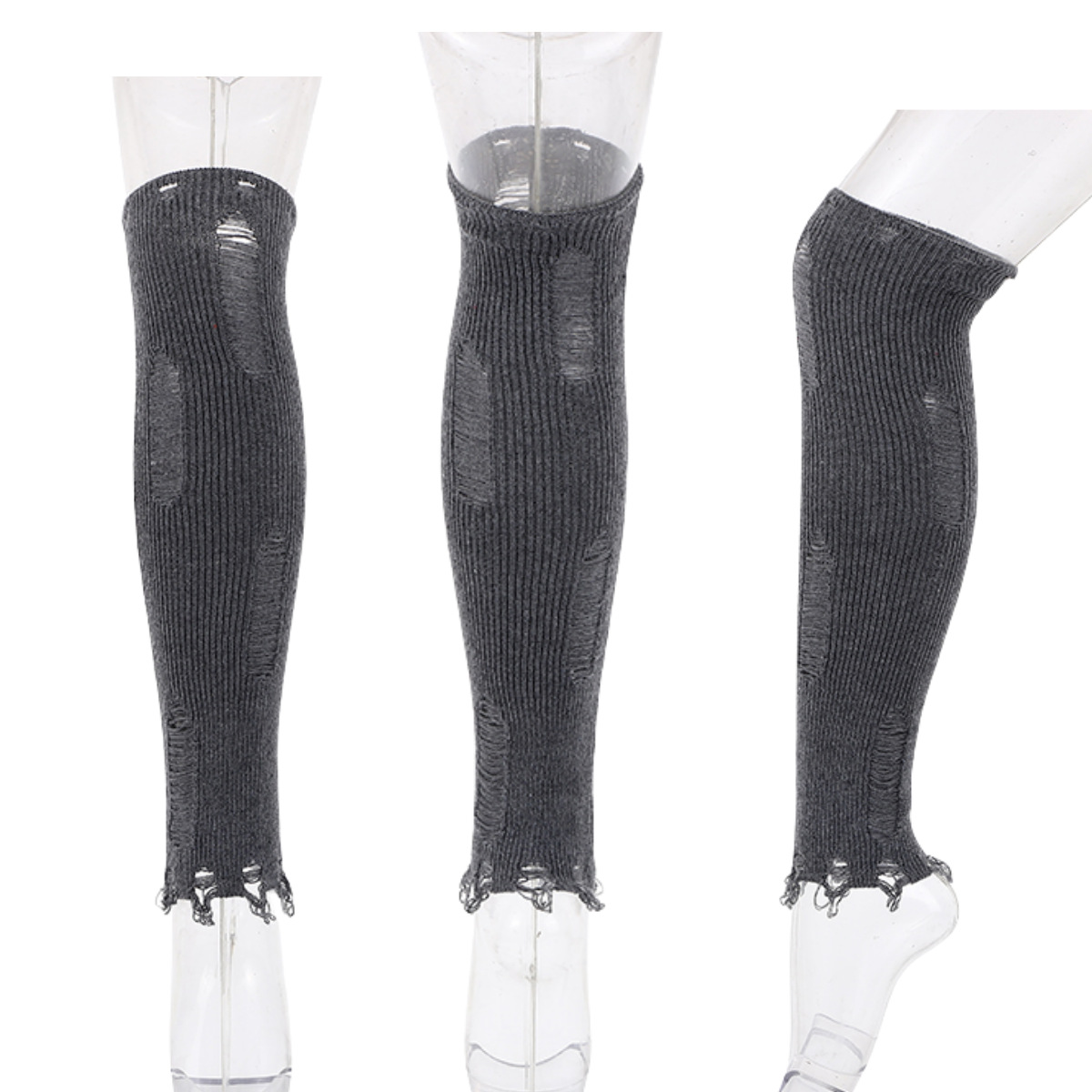 Design wool knitted pile socks thin and slimming fashionable leg covers for spicy girls Japanese JK windbreak hole personalized sock covers