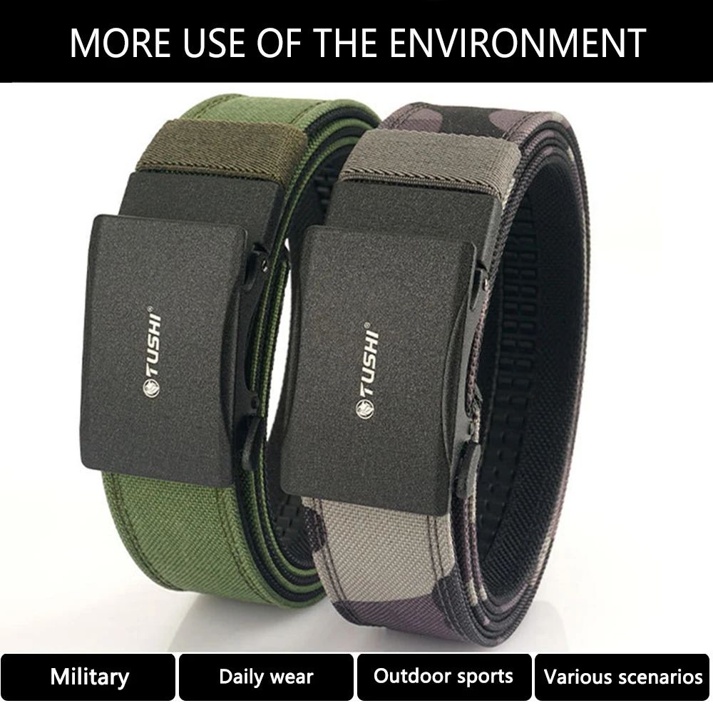 TUSHI Belt Hard Military Belt for Men Metal Automatic Buckle IPSC Gun Belt Nylon Tactical Belt Outdoor Sports Girdle Male 241128