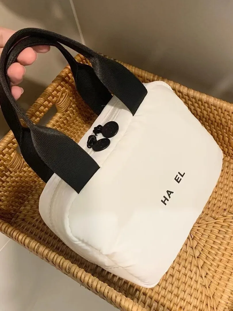 Designer white Handbag Letter Embroidered Camellia Soft Extra Large Makeup Washing Bag