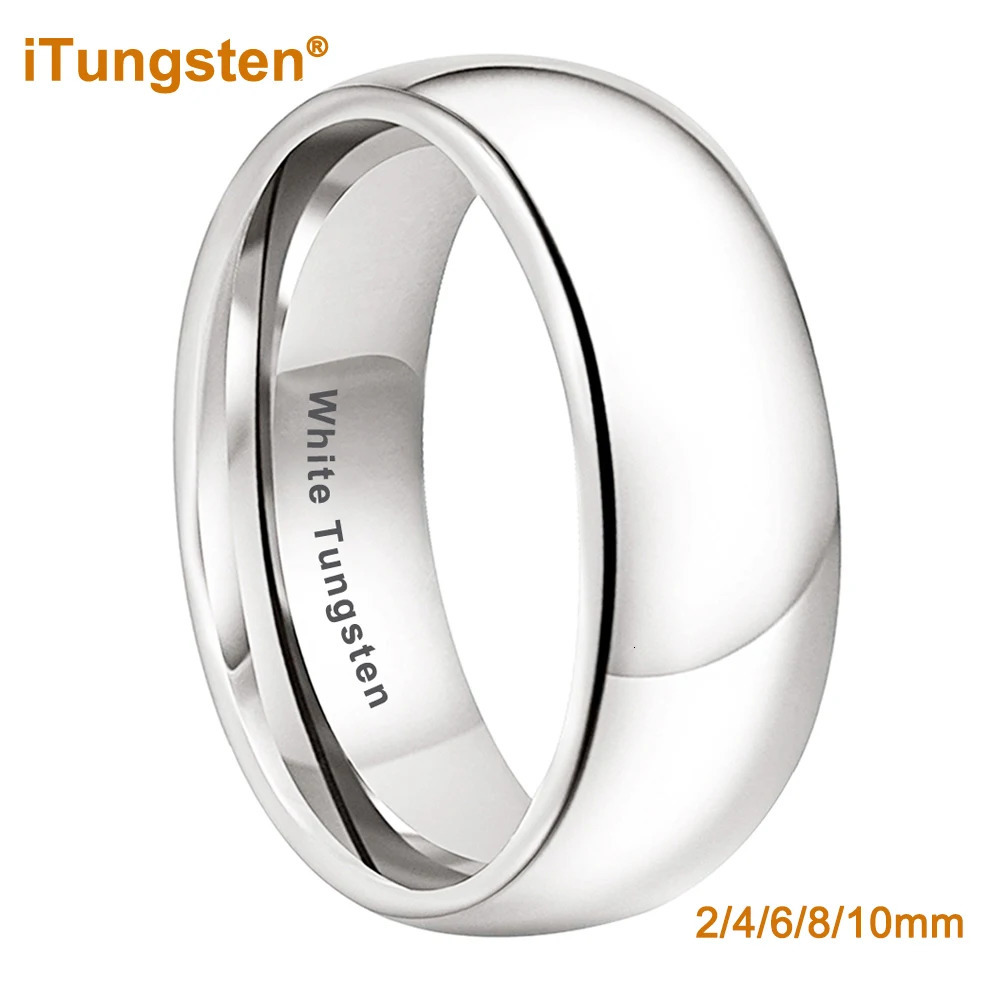 iTungsten 2/3/4/5/6/7/8/10mm White Tungsten Couple Ring for Men Women Nice Engagement Wedding Band Shiny Polished Confirm Fit 241128