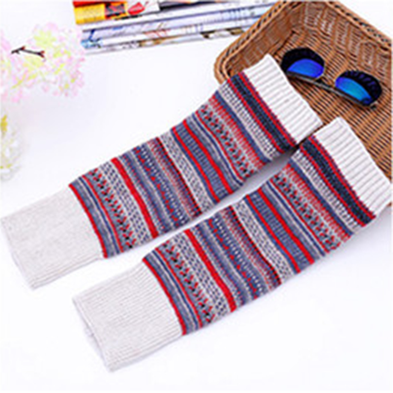 Winter New Women's Korean Edition Color blocked Stacked Socks Set for Autumn and Winter Thickened Warm Leg Protectors Over Knee Boots Set Knitted