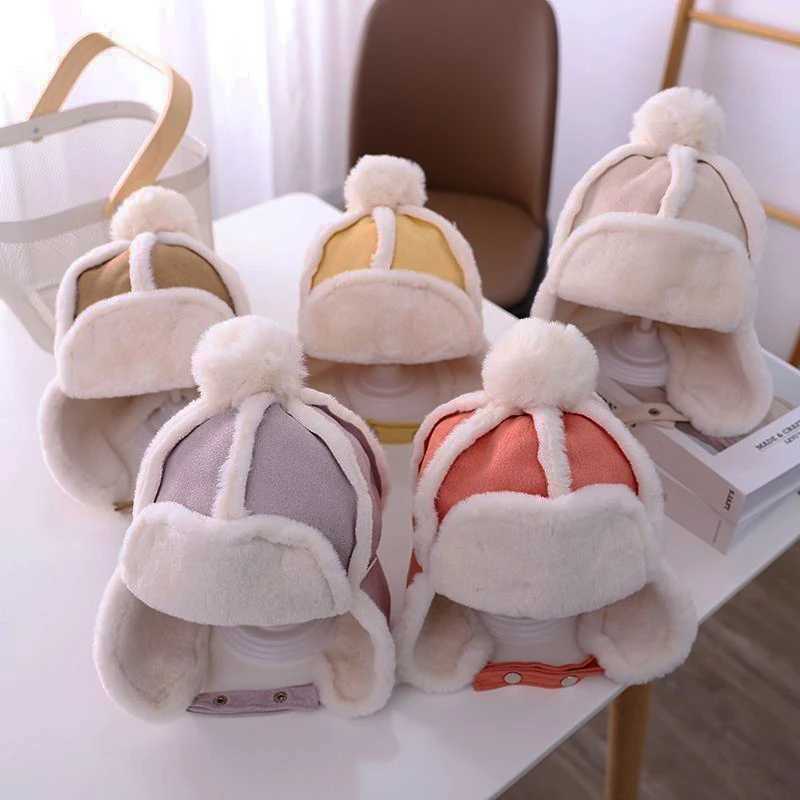 Caps Hats Winter New Warm Plush Velvet Ear Protection Children Baby Caps Soft Windproof Boys Girls Beret Ear Cap for 2-6 Years H241128
