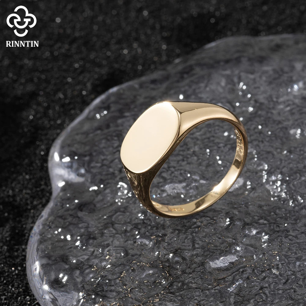 Rinntin 925 Sterling Silver Classical Simple Plain Oval Signet Band Ring for Men Wedding Statement Promise Ring Jewelry NMR02 241128