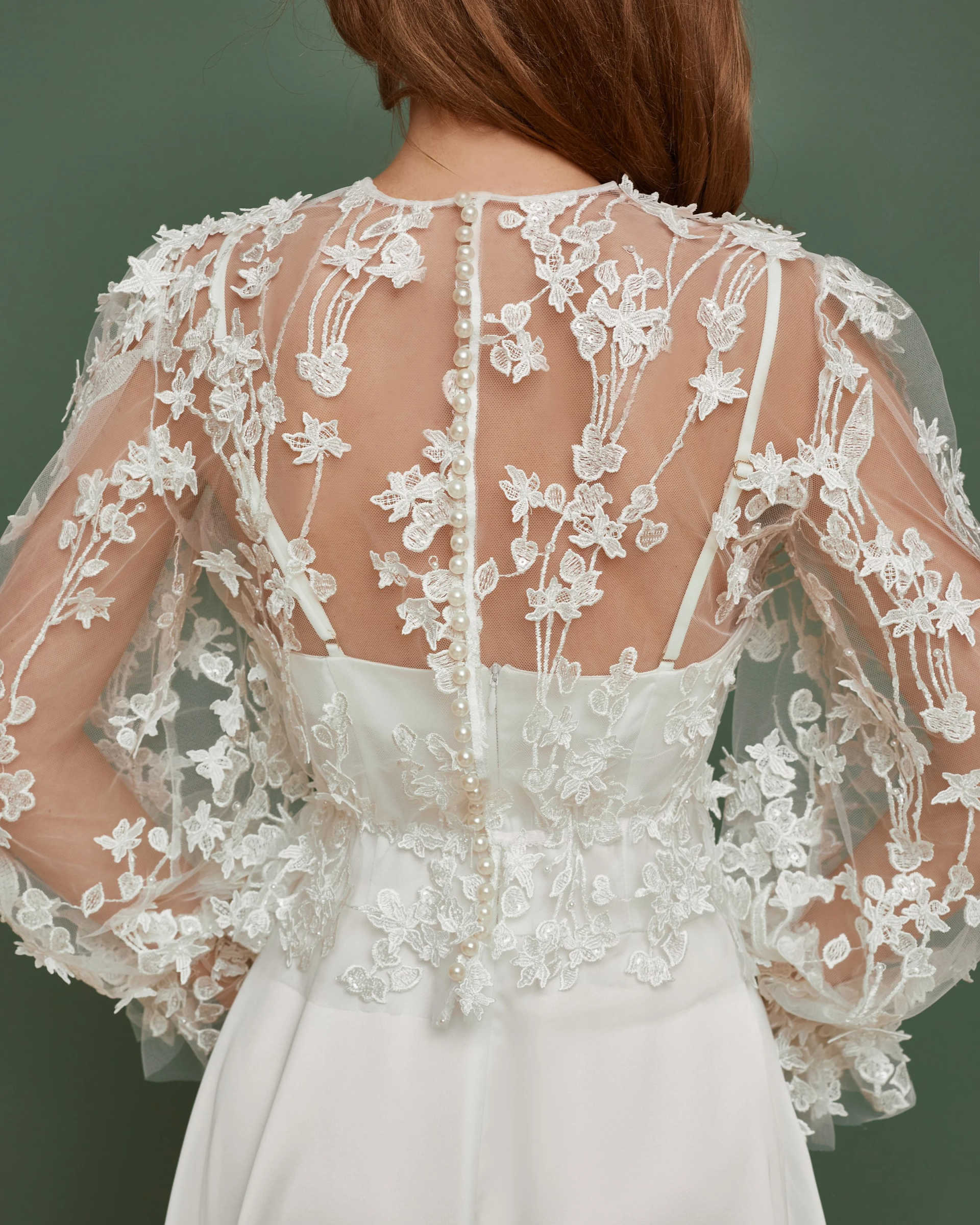 Elegant Wedding Jacket Lace 3D Flowers Bridal Cape Long Sleeves Wraps Button White Ivory Accessories Bolero Custom Made Plus Size