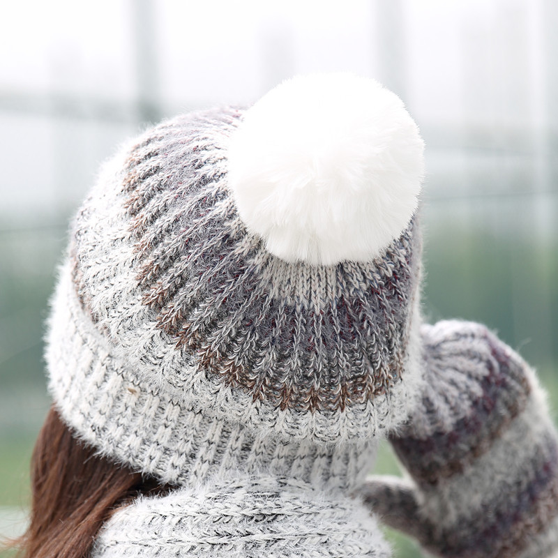 Hat Women's Autumn/Winter Korean Edition Trendy Plus Velvet Warm Knitted Hat Windproof Collar Versatile Cycling Ear Protector Knitted Hat