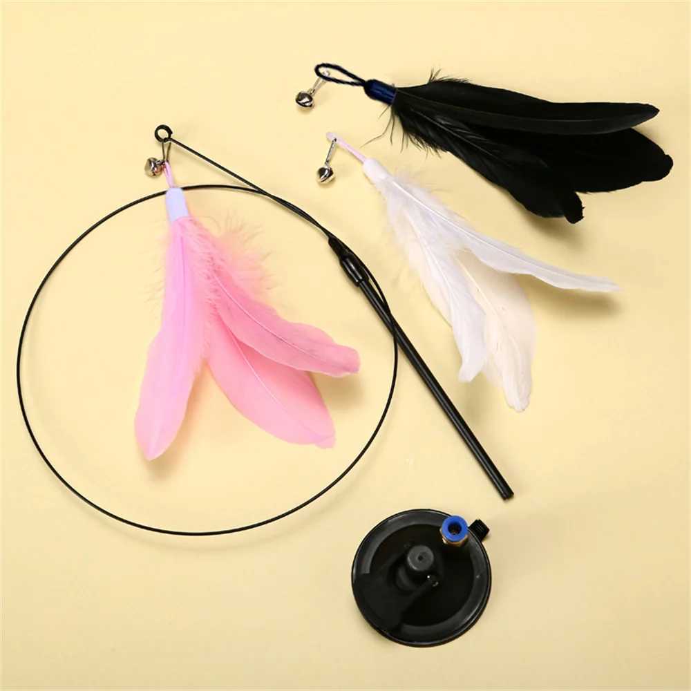 Toys Interactive Teasing Stick Kitten Playing Feathers Wand Bell Suction Cup Toy Play With Cat Pet Accesoriosq241128
