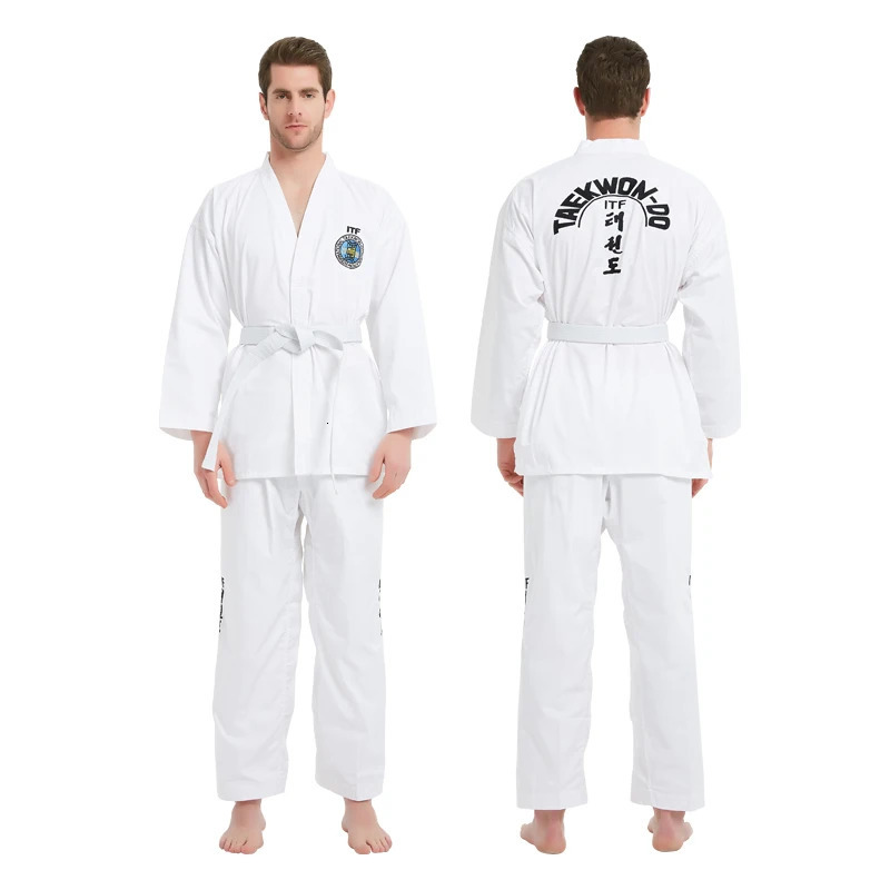 ITF Taekwondo Uniform White TKD Dobok Clothing rens Unisex Martial Arts Training Set 241127