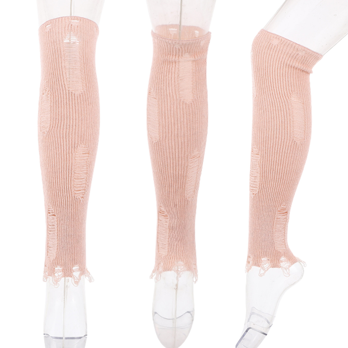 Design wool knitted pile socks thin and slimming fashionable leg covers for spicy girls Japanese JK windbreak hole personalized sock covers