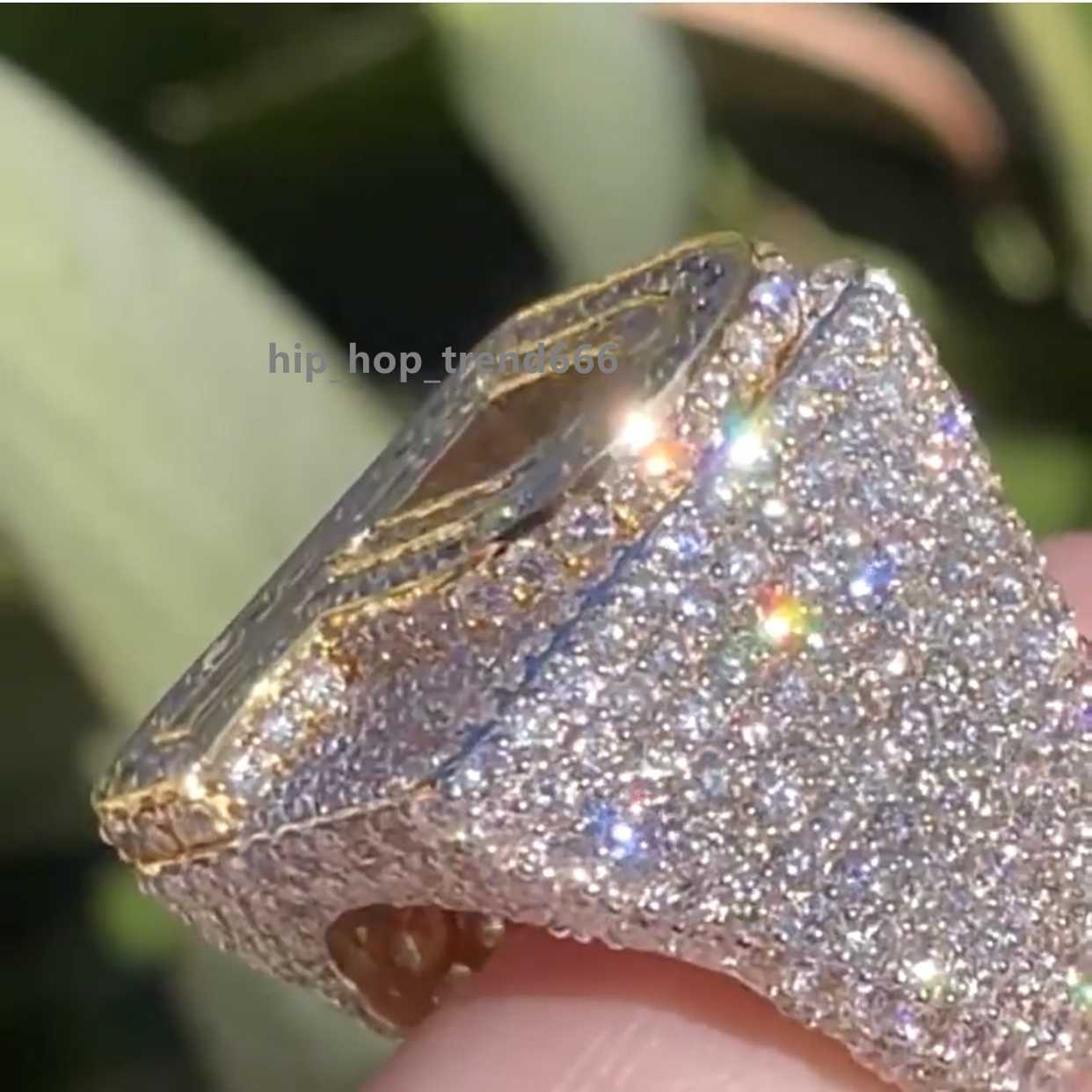 Hiphop Ring Real Sier 10K Solid Gold Full Iced Out VVS Moissanite Dia Championship Men Rings