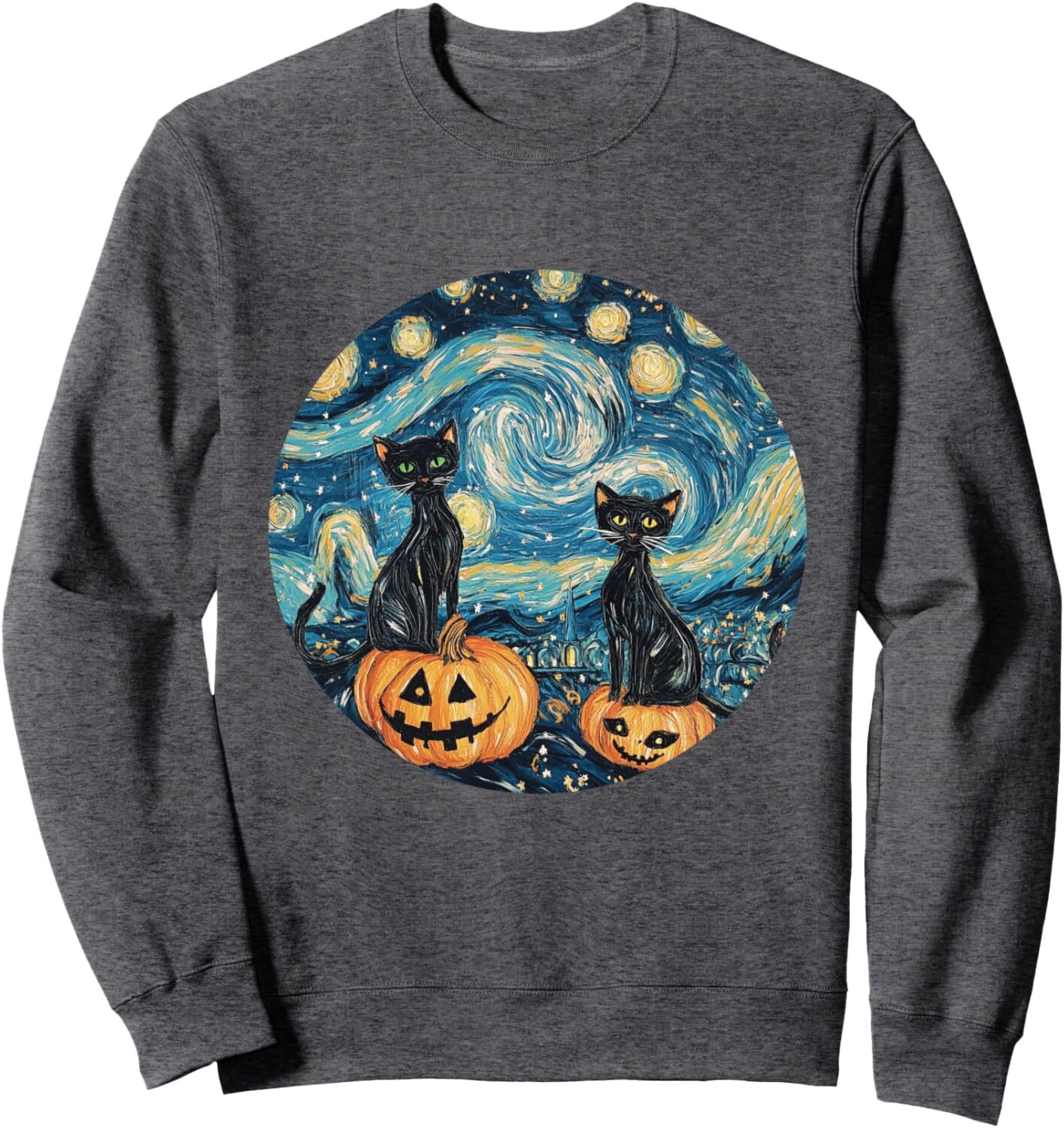 Long Sleeve Shirts for Men sweatshirt Life is Really Good Black Cat Starry Night Van Gogh Pumpkin Sweatshirt T shirt Tee Streetwear Casual tops clothe
