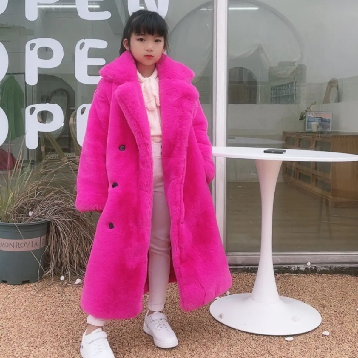 Fashion Children Real Rabbit Fur Coat Outwear Kids Girls Winter Natural Long Warm Jacket for 2024 T60 241126
