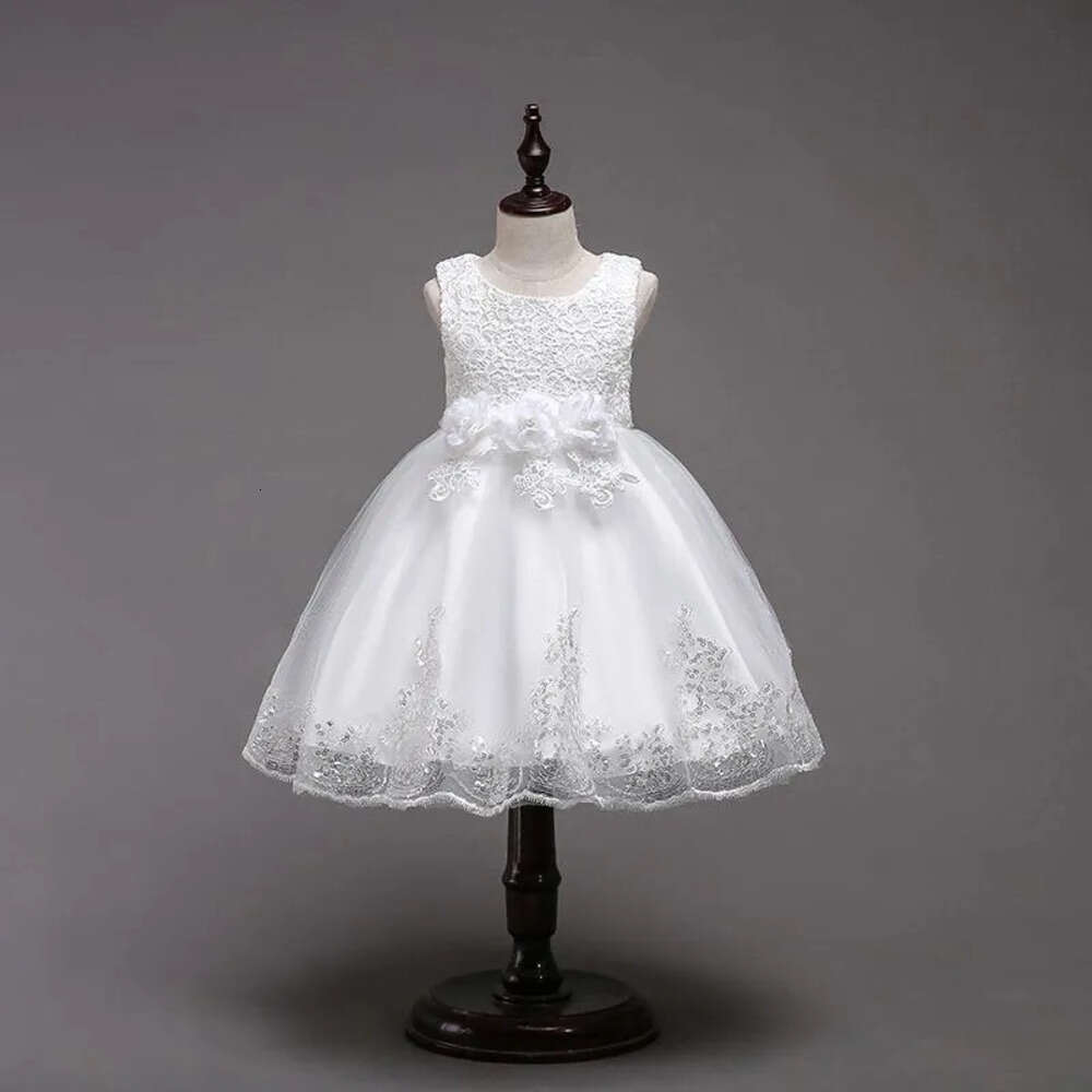 Dresses Flower For Wedding Girls Party Sleeveless Lace Appliques Ball Gown Birthday Girl Communion Pageant Gowns Kids Sequined Dress Mc1731 S