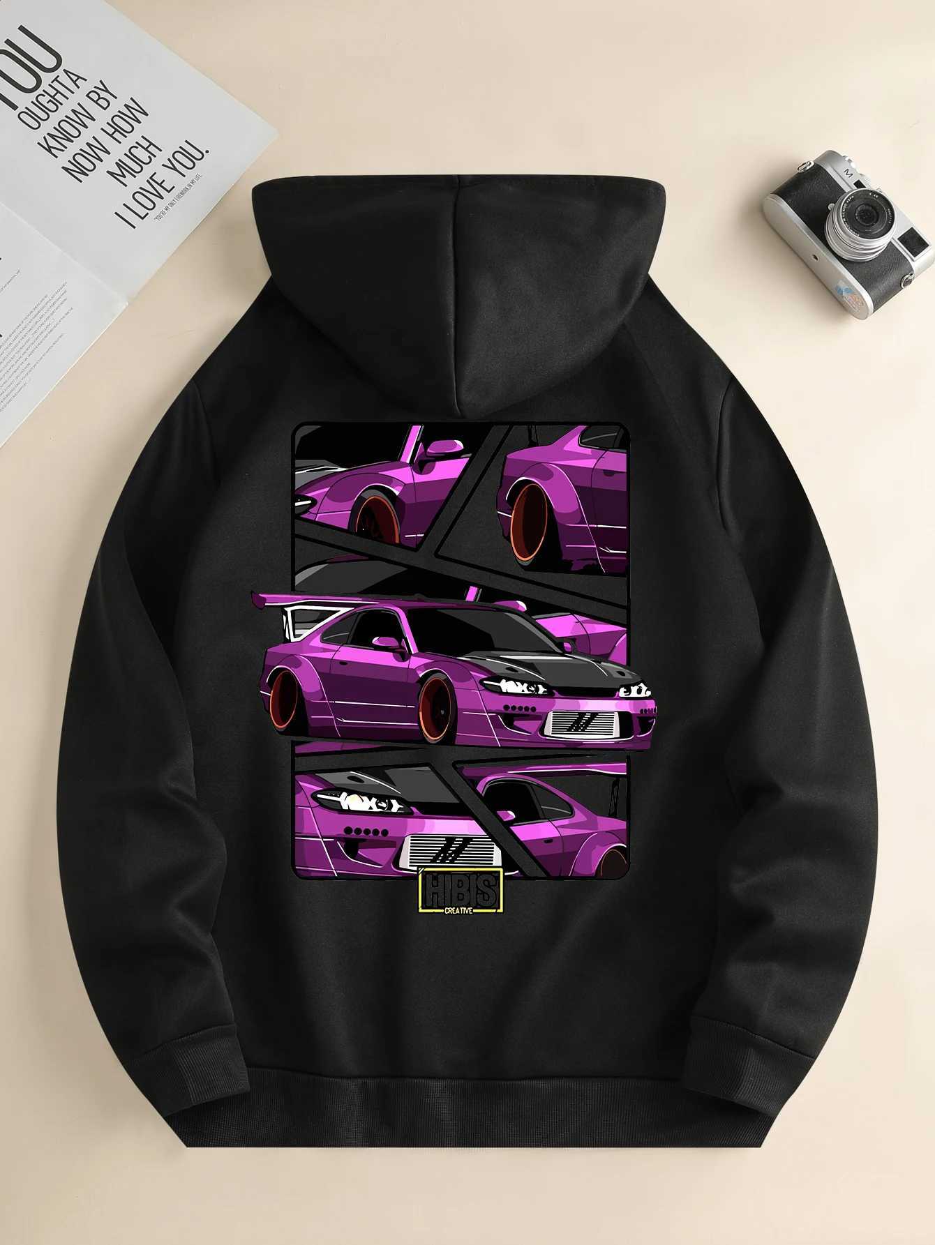 Mens New Fashion Hoodie Casual Daily Drawstring Hooded Sweatshirt with Car Print Front Kangaroo Pocket Mens Jacket XJ250621