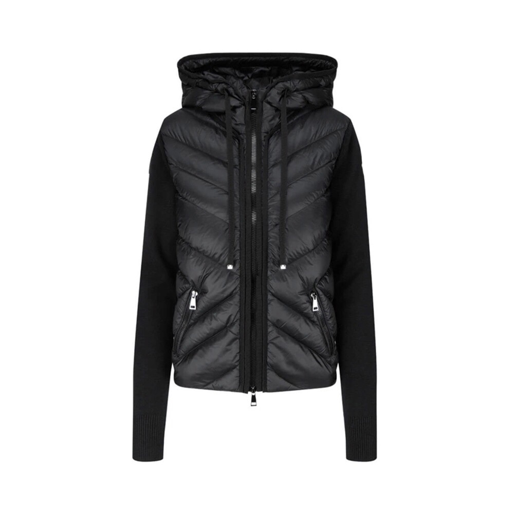 Arm Badge Womens Down Jacket Twill Design Hooded knit jacket Winter warm down jackets Size S-L
