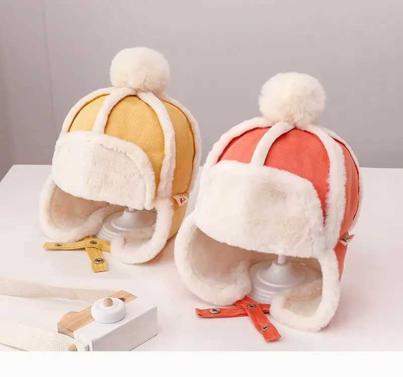 Caps Hats Winter New Warm Plush Velvet Ear Protection Children Baby Caps Soft Windproof Boys Girls Beret Ear Cap for 2-6 Years H241128