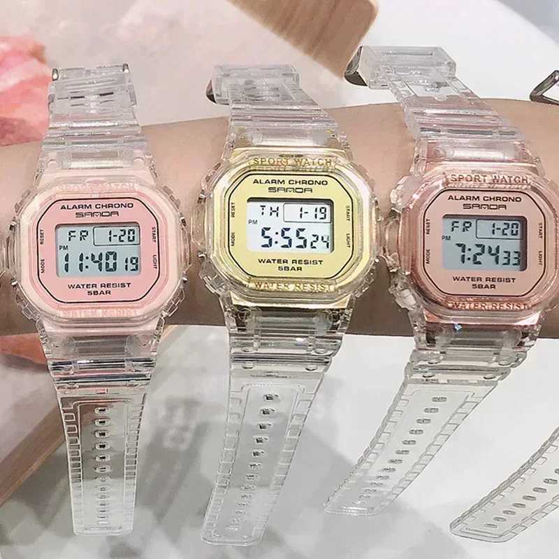 New Arrival Transparent Digital Square Text ES Sports Electron Watch Reloj Brushless Watch Z241128