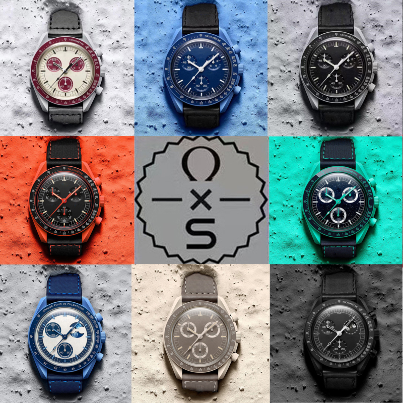 2024 Mens Bioceramic Moon Earth Watch Quartz Movement All Dial Work Chronograph Watches Mission To Mercury 42mm Nylon Strap Limited Edition Wristwatches
