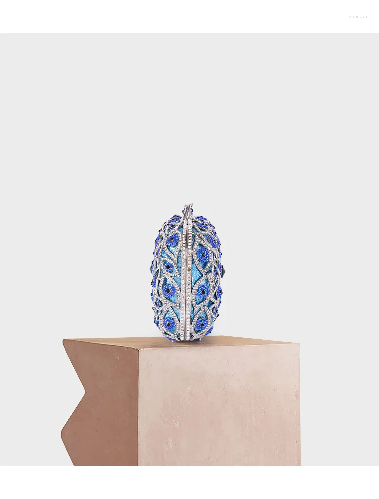 Evening Bags XIYUAN Evil Eyes Women Blue Gold Handbag Clutches Wedding Bridal Rhie Handbags Party tail Crystal Purses zhanyishengli