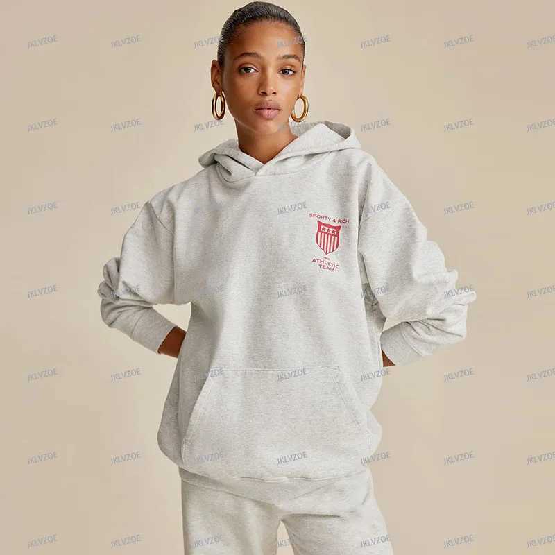 New Autumn and Winter North American Niche Sporty Rich Letter Print Womens Hoodie Cotton Sweatshirt Oversized Hoodie PulloversC241126