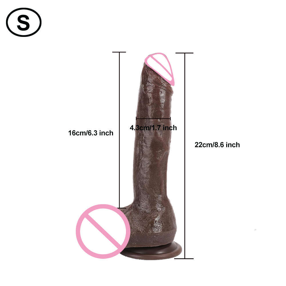 Realistic Dildo Real Skin Artificial Masturbator Dick Suction Cup With Curved Shaft and Ball Adult Toys For Woman Men