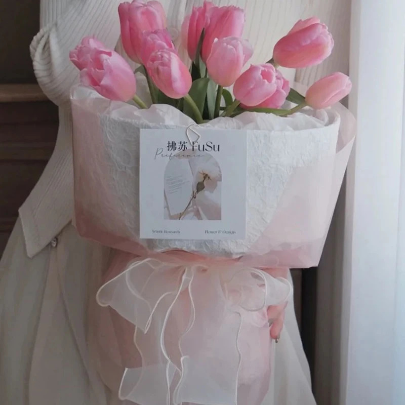10pcs Kraft Paper Flowers Package Round Bouquet Stereotype Rose Lining Wrapping Paper Flower Shop Materials Auxiliary Tool 240426