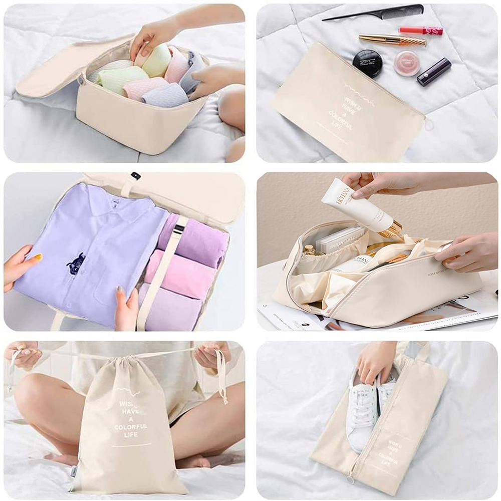 8Pcs 2024 Lage Organizers Set Waterproof Suitcase Organizer Travel Essentials Clothes Shoes Cosmetics Storage Bags