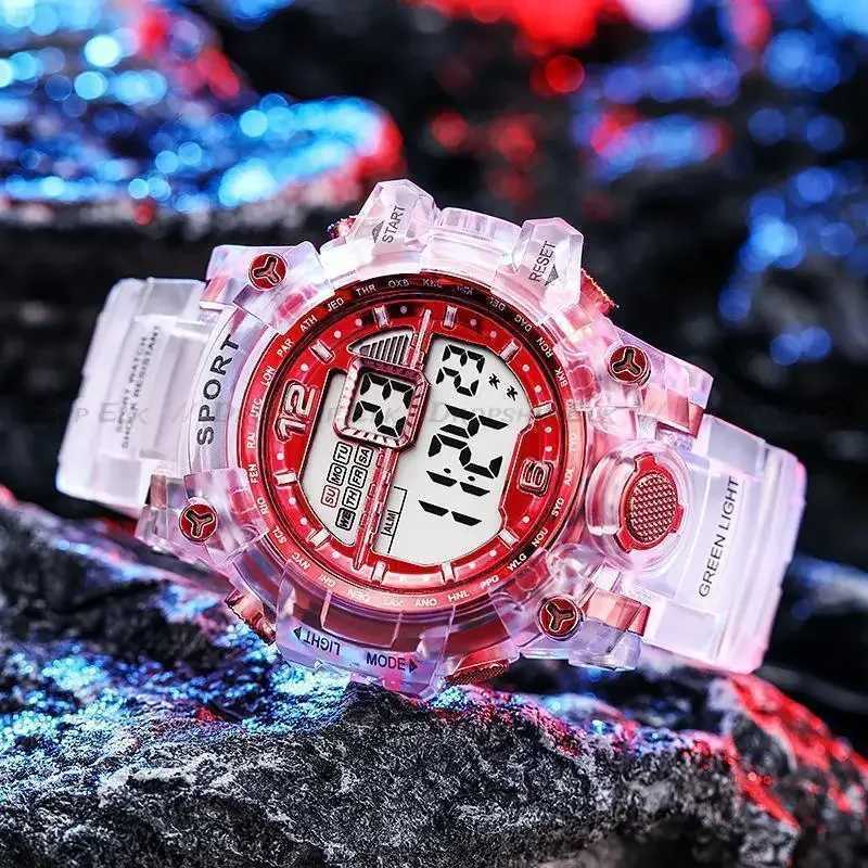 New Arrival Outdoor Sports Transparent Digital Mens Alarm Clock 5Bar Waterproof and Shockproof Creative D Display Watch Z241128