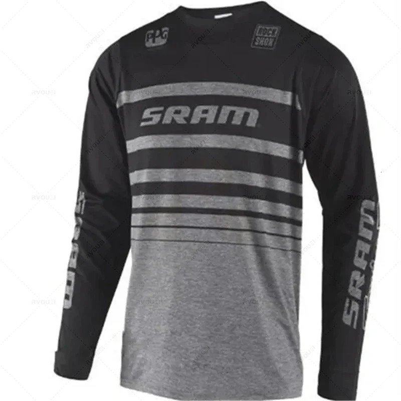 Sram Motorcycle Off-Road Long Sleeve Cycling Jersey DH Downhill Endurance Race MTB Polyester Breathable Quick-Drying T-Shirt 241128
