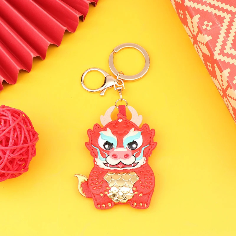 Leather Pendant Chinese Dragon Image Year Decorations Kawaii Dragon Symbol Of Year Keychain Chinese Spring Festival Pendant 240426