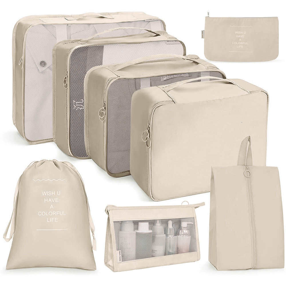 8Pcs 2024 Lage Organizers Set Waterproof Suitcase Organizer Travel Essentials Clothes Shoes Cosmetics Storage Bags