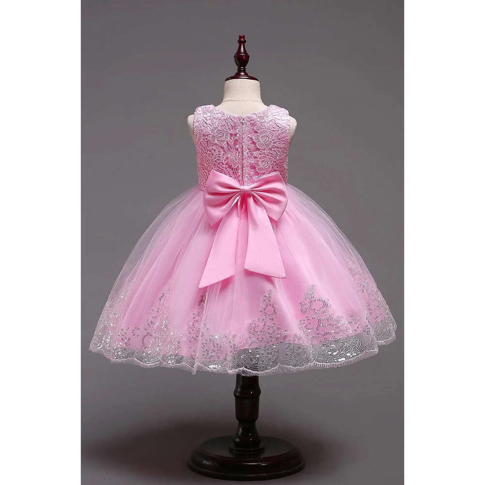 Dresses Flower For Wedding Girls Party Sleeveless Lace Appliques Ball Gown Birthday Girl Communion Pageant Gowns Kids Sequined Dress Mc1731 S