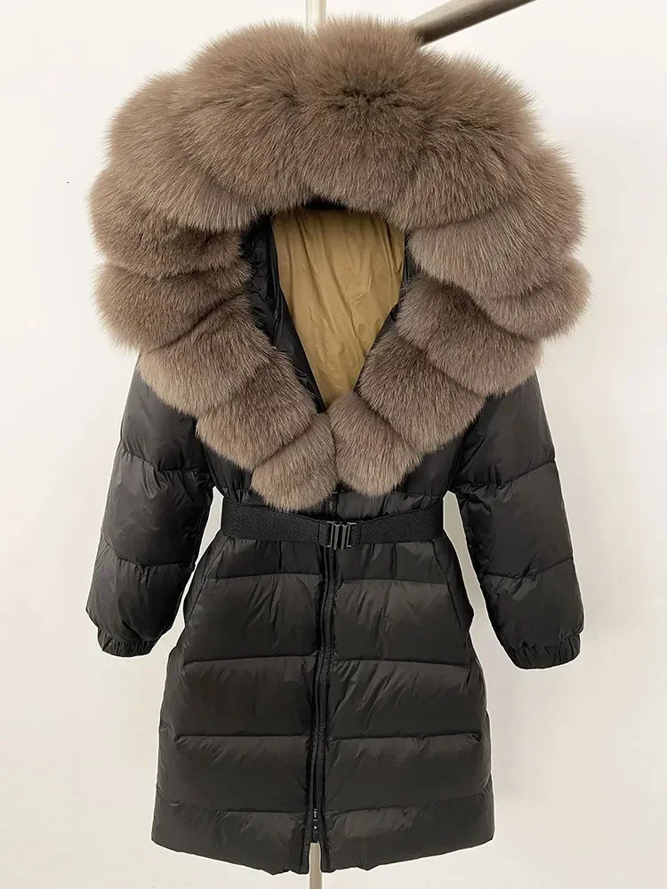 OFTBUY Long Winter Jacket Women Real Natural Fox Fur Collar Hooded Thick Warm 90 White Duck Down Coat Female Streetwear Casual 241128