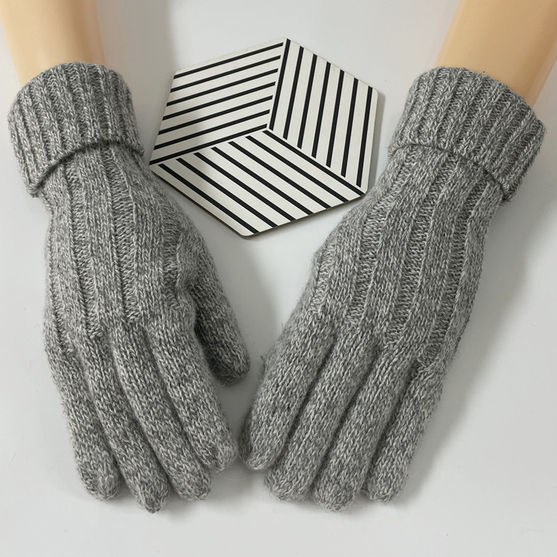 European and American autumn and winter fashion wool knitted three piece set solid color warm cover woolen hat scarf glove set